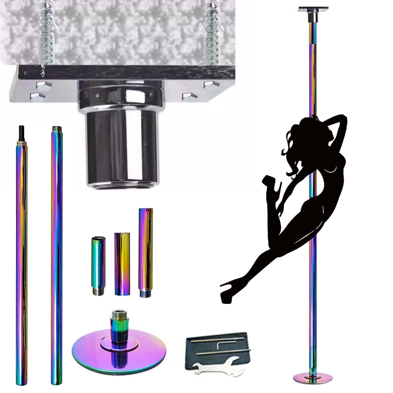 JYBNBBE Spinning Stripper Poles with Ceiling Plates, Pole Dance Pole for Home, 45mm Steel Pole Heavy Duty, Fitness Equipment for Studio Pub Party,2.5m-3m(8.2ft-9.8ft)