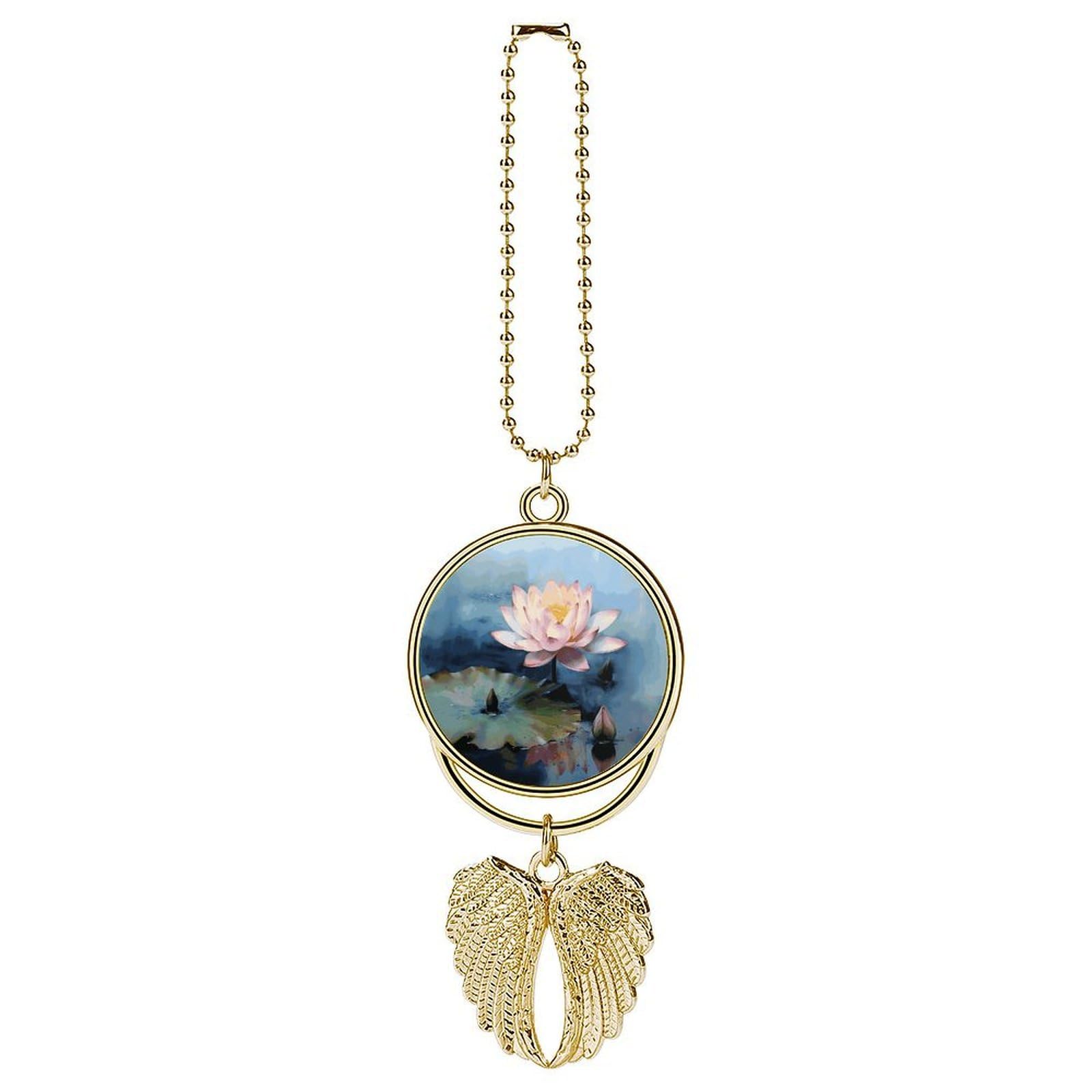 Lotus Flower Painting Car Pendant Hanging Swing Auto Rear View Mirror Hanging Car Rear View Mirror Charm Truck Hanger Ornament Charm for Car Rear View Mirrors Accessories