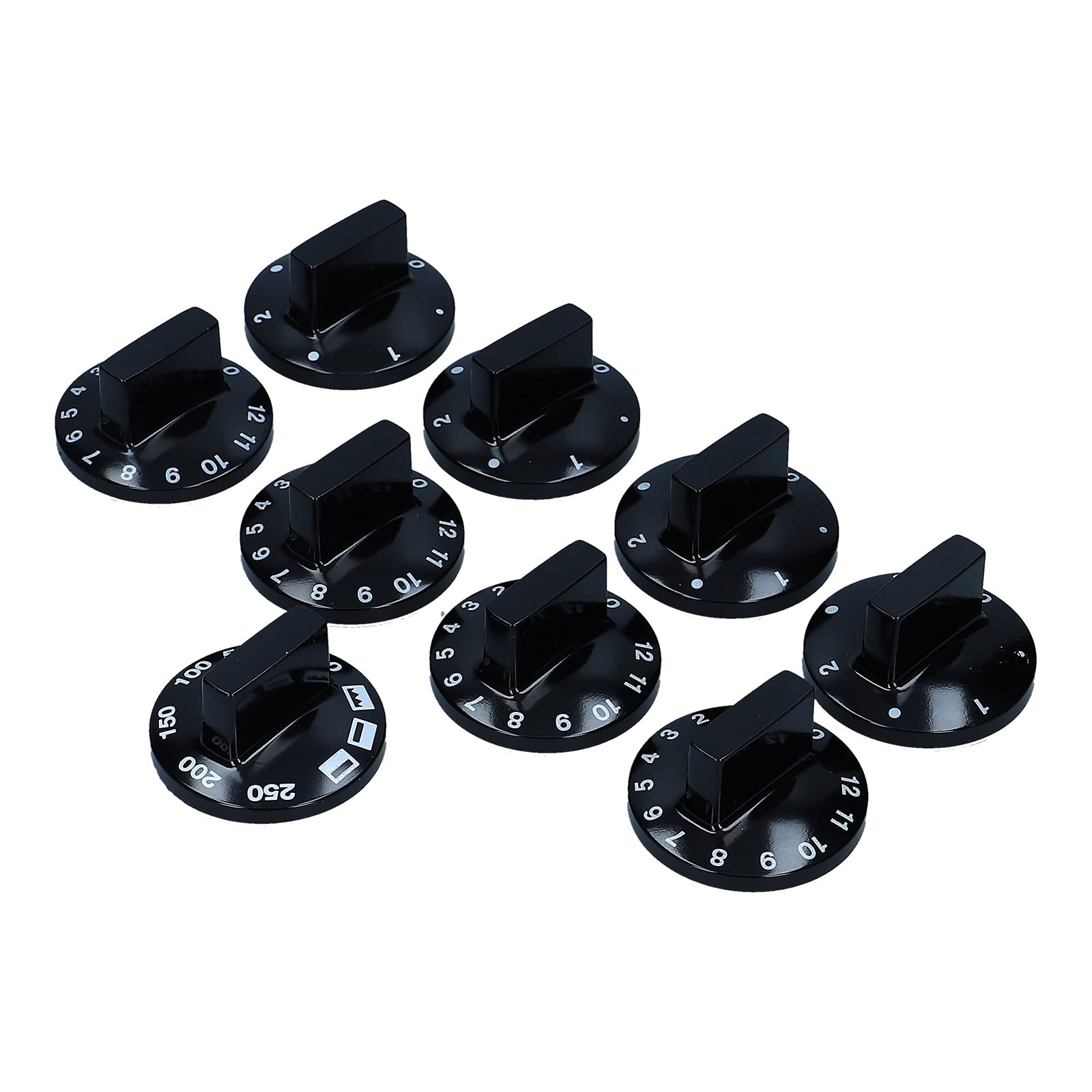 LUTH Premium Profi Parts Knebelset 9-teilig 52mmØ 6 mm Achse schwarz Alternative Universal für Backöfen & Herde