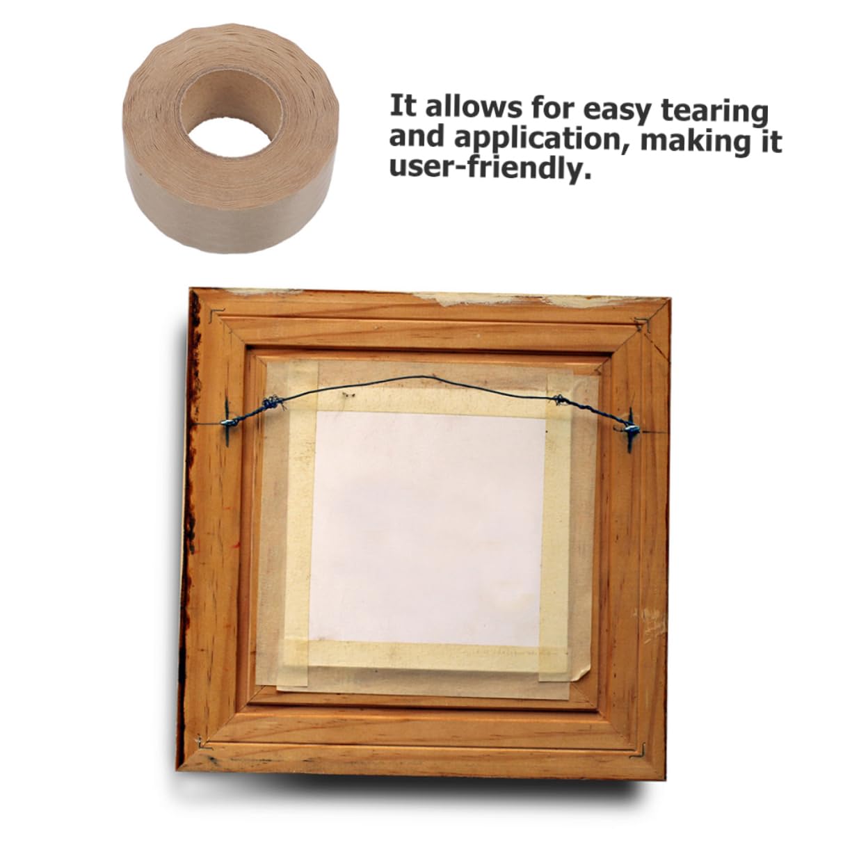 Operitacx 2 di Nastro di Supporto per Cornici Nastro Sigillante in Carta Kraft Attivato Dall'acqua 50 Mm X 50 M Nastro Adesivo per Artisti con Tenuta Forte per Cornici