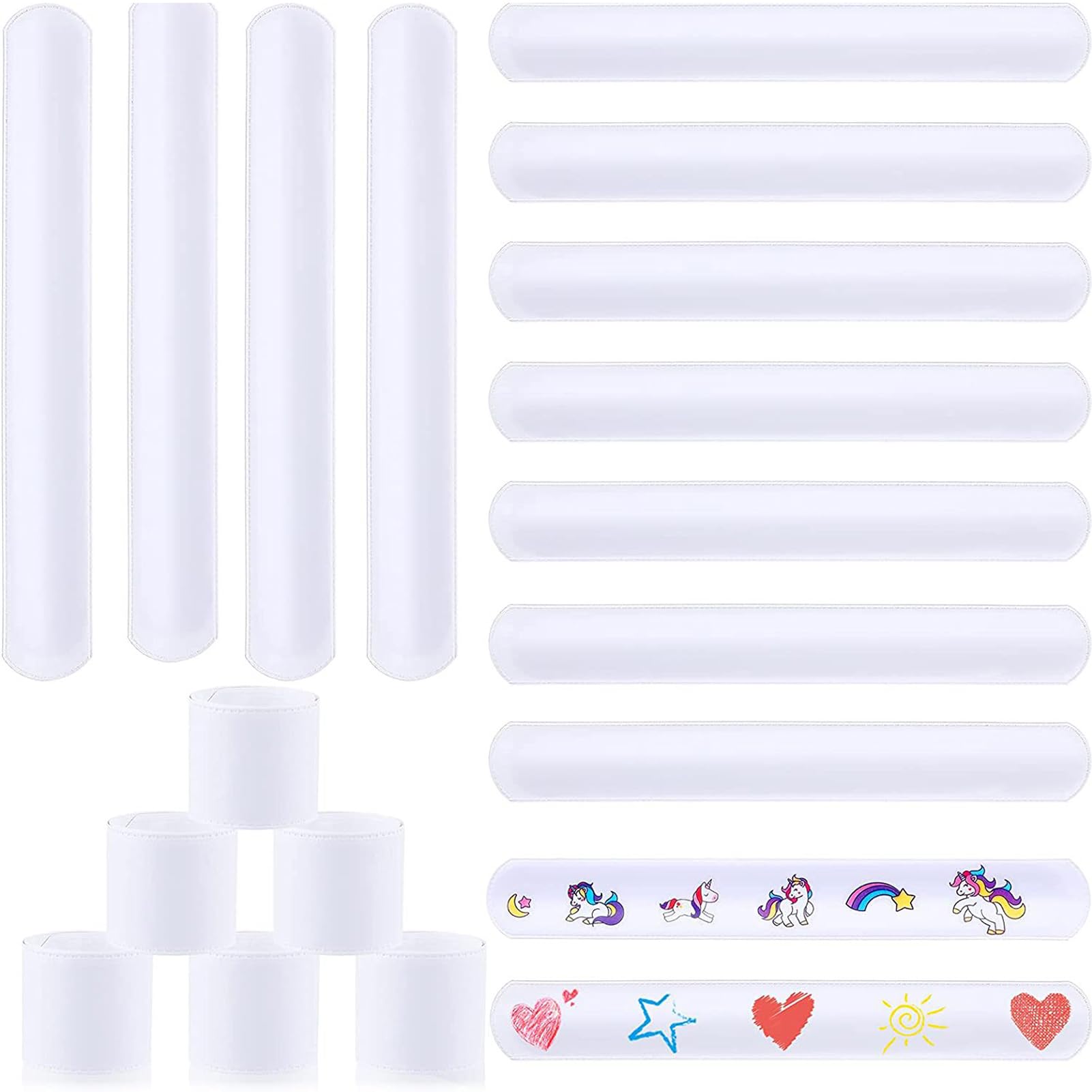 HREDZEO White Slap Bracelets,30 Pcs Blank Wrist Snap Bands DIY Blank Slap Bands Wristbands Snap Bracelets Plastic Snap Bands Bracelets Party for kids adults