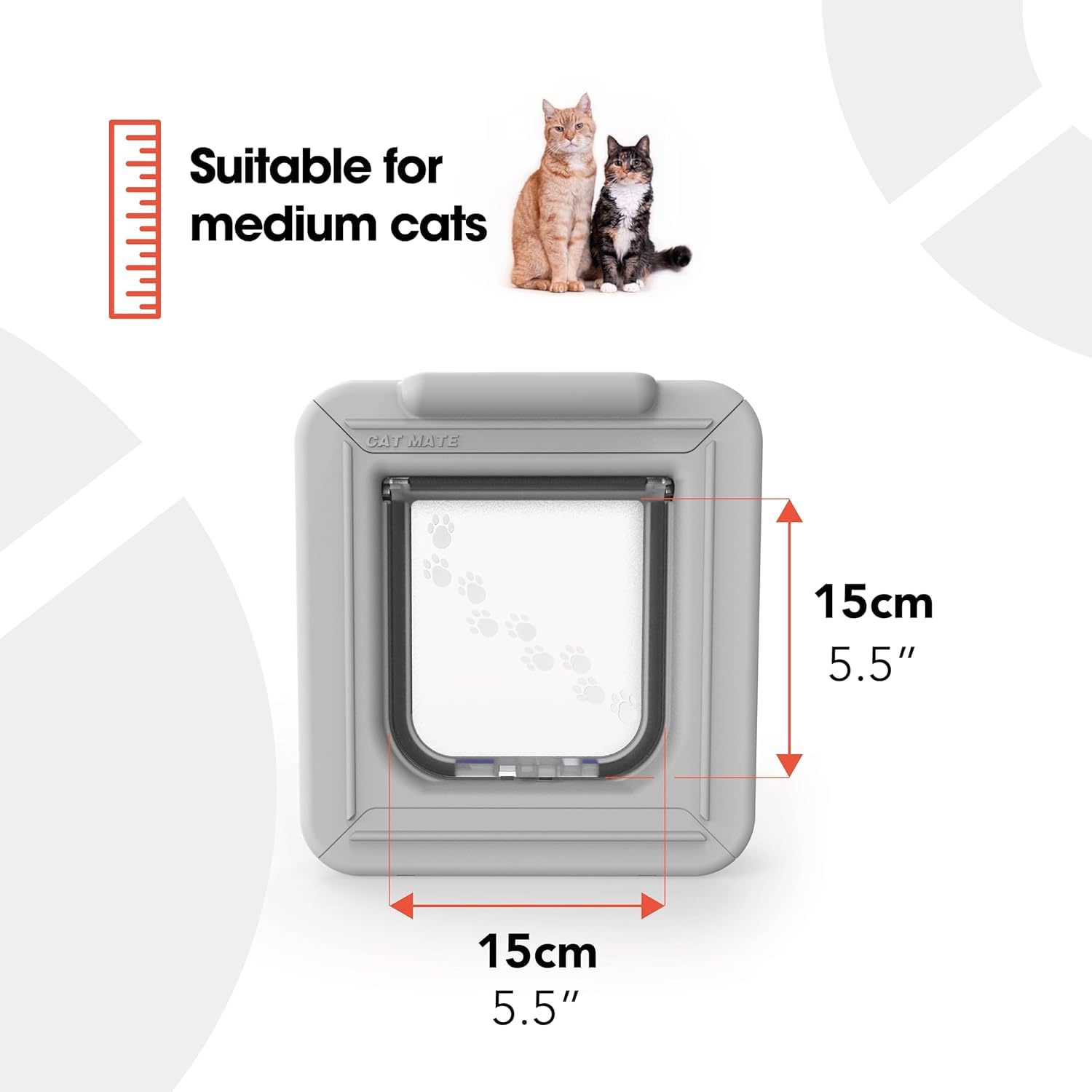 Cat Mate Elite I.D. Disc Katzenklappe mit Timersteuerung (305) – Kompatibel mit Pet Mate I.D. Discs, für kleine bis durchschnittliche Katzen, für Glas, UPVC, Wände und Holz, Weiß