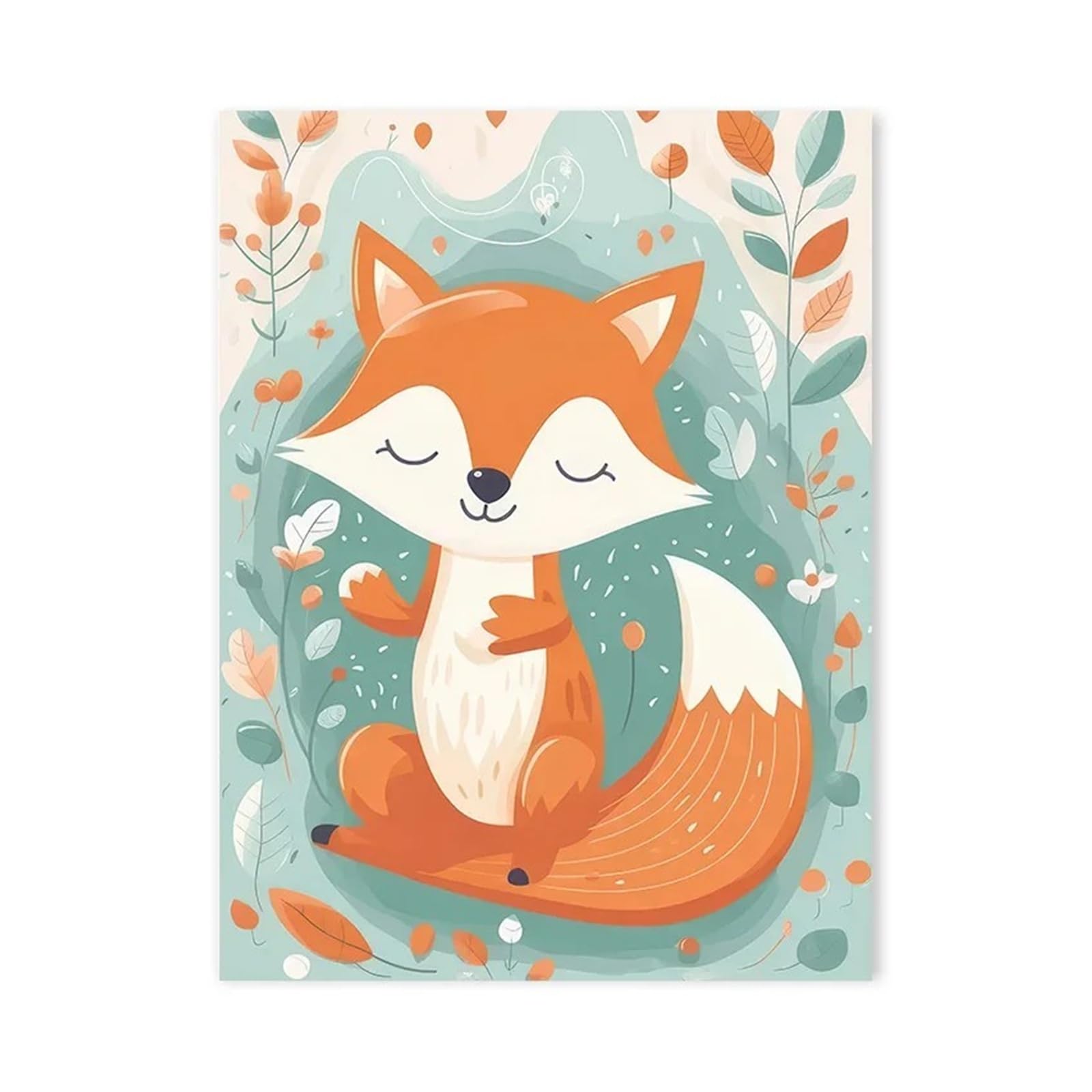Affiche Lion Girafe Renard en Toile 50x70cm pour Déco Murale Enfant