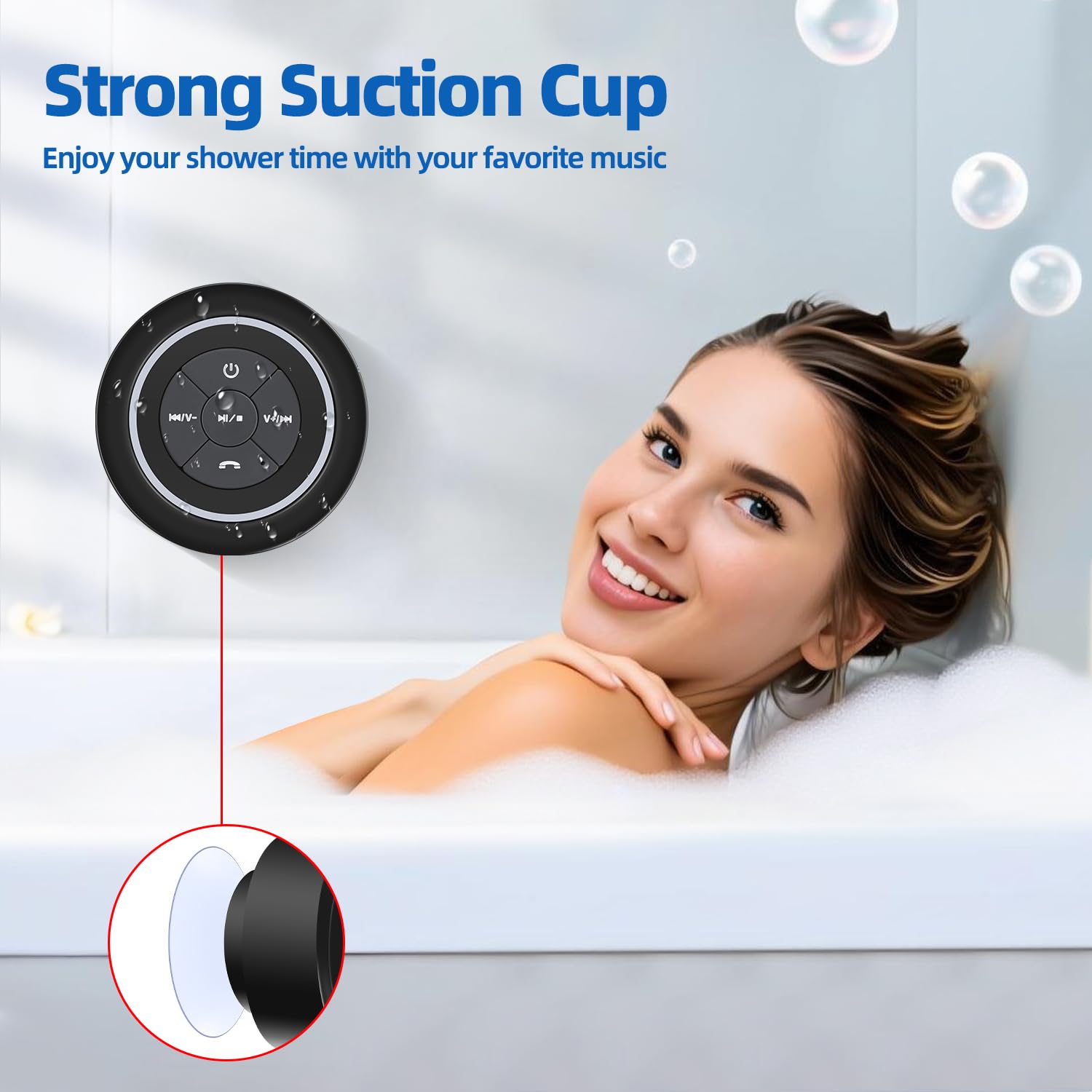 Mini altavoz Bluetooth para ducha con ventosa, altavoz inalámbrico Bluetooth impermeable, IP67 flotante impermeable altavoz de baño con luz LED, regalo ideal para hombres, mujeres y niños