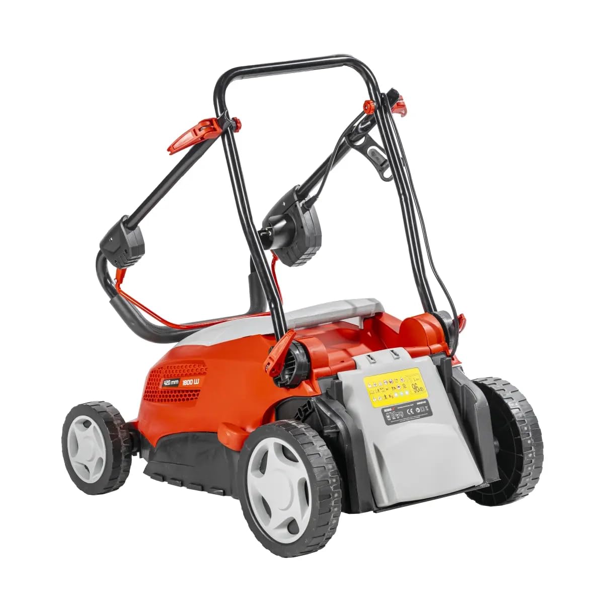 Elektro-Rasenmäher Garden DEDRA, Schnittbreite 420 mm, Alle Grasarten - 40 l Fangsack, 1800W, 20-70 mm Schnitth. Zusammenklappbar, Gewicht 16kg mit ergonomischer Griff
