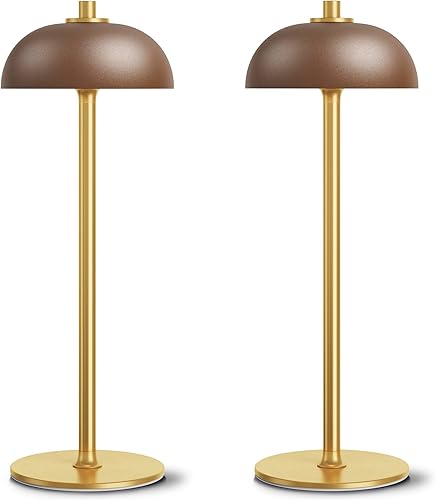 Paquete de 2 Lámparas de Mesa LED Inalámbricas Recargables, Lámpara de Mesa Operada por Batería de 5000mAh, Luz de Mesa de Metal con Atenuación