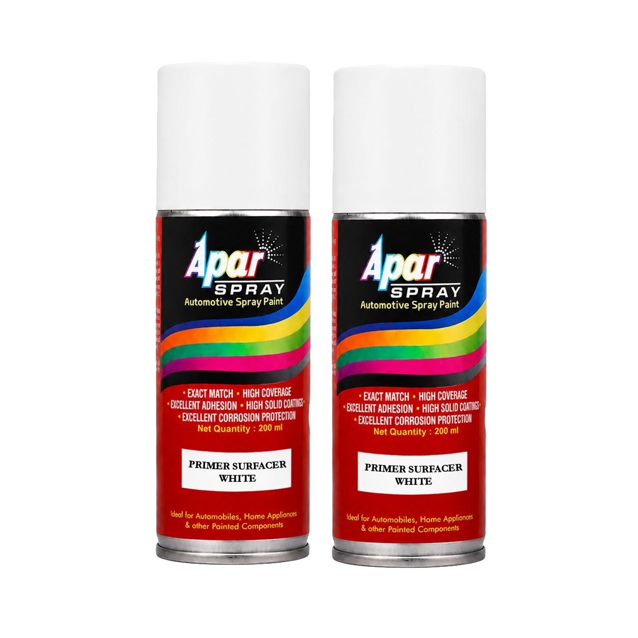 APAR Spray paint Primer Surfacer White -225 ml Pack of 2-Pcs, For Car, Bike, Scooty, Cycle, Wood, Plastics and Metal Items, Furnitures and industrial parts-image-47