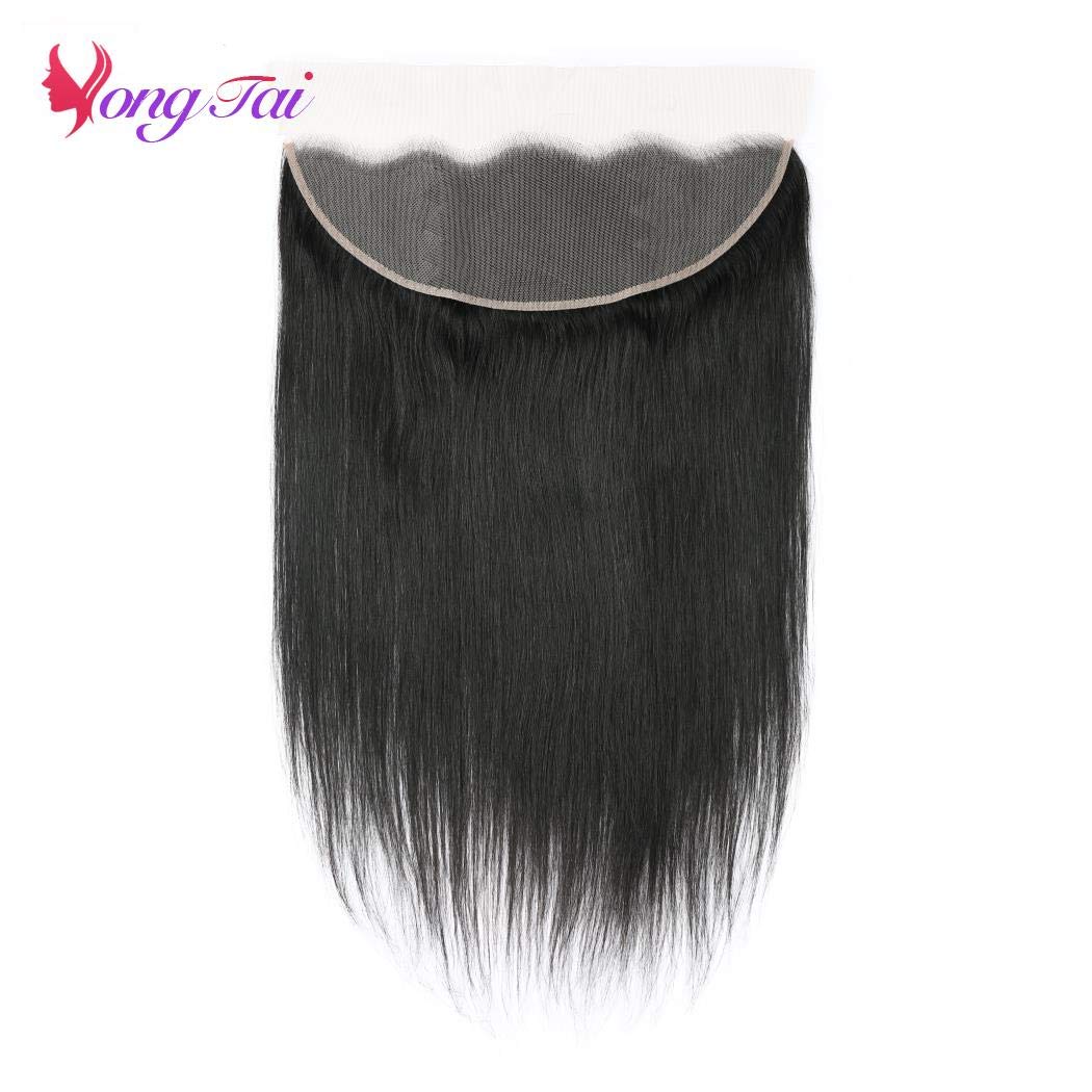Straight Human Hair Lace Frontal Closure 13x4" Free Part Ear To Ear Malaysian Virgin Straight Hair Lace Front Closures With Baby Hair Pre Plucked Hairline 1B Color 8 Inch
