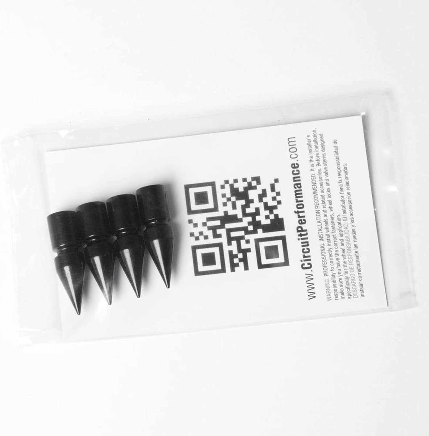 Circuit Performance VC6 Series Black Aluminum Spiked Valve Stem Caps (Set of 4)