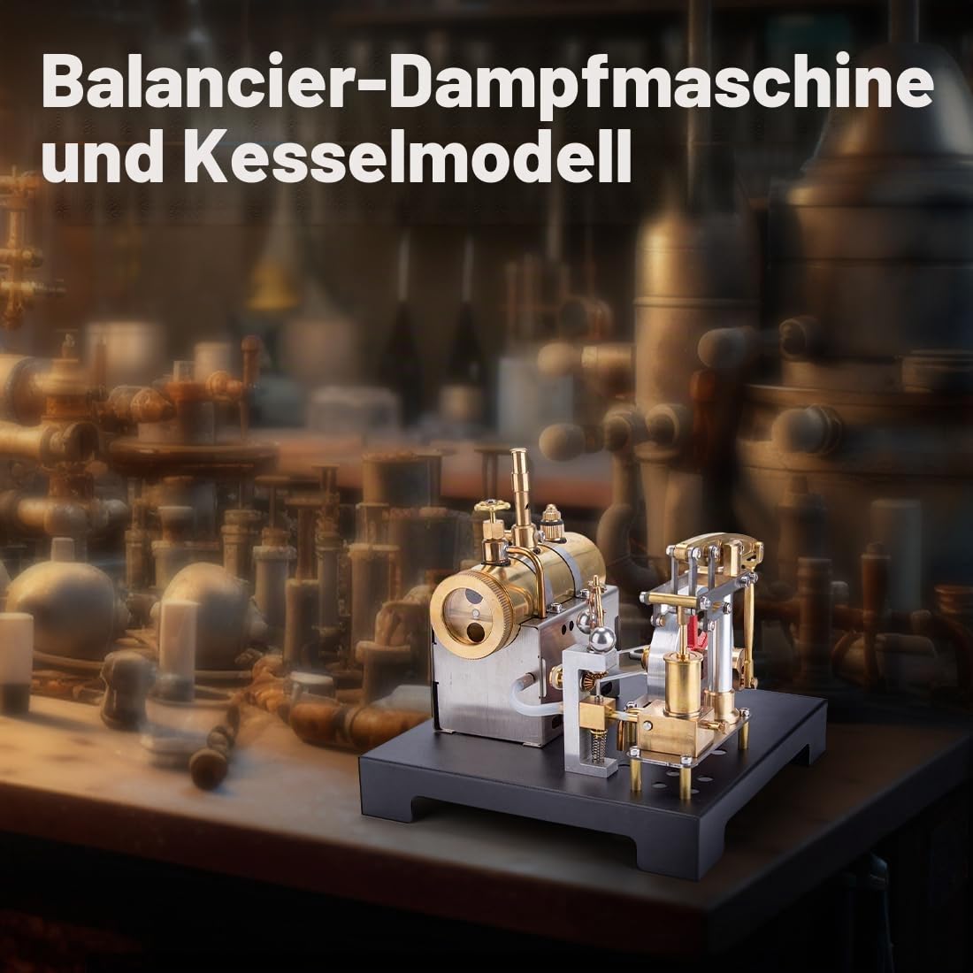 Kopeetechy SE-01 Vollmetall Dampfmaschinen Modell, Horizontalkessel Dampfmaschinen Modell mit Zentrifugalregler, Physikalische Experiment für Erwachsene (84 Teile)