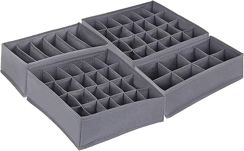 Paquete de 4 divisores organizadores de ropa interior para calcetines, organizador de cajones plegables para armario, caja organizadora de