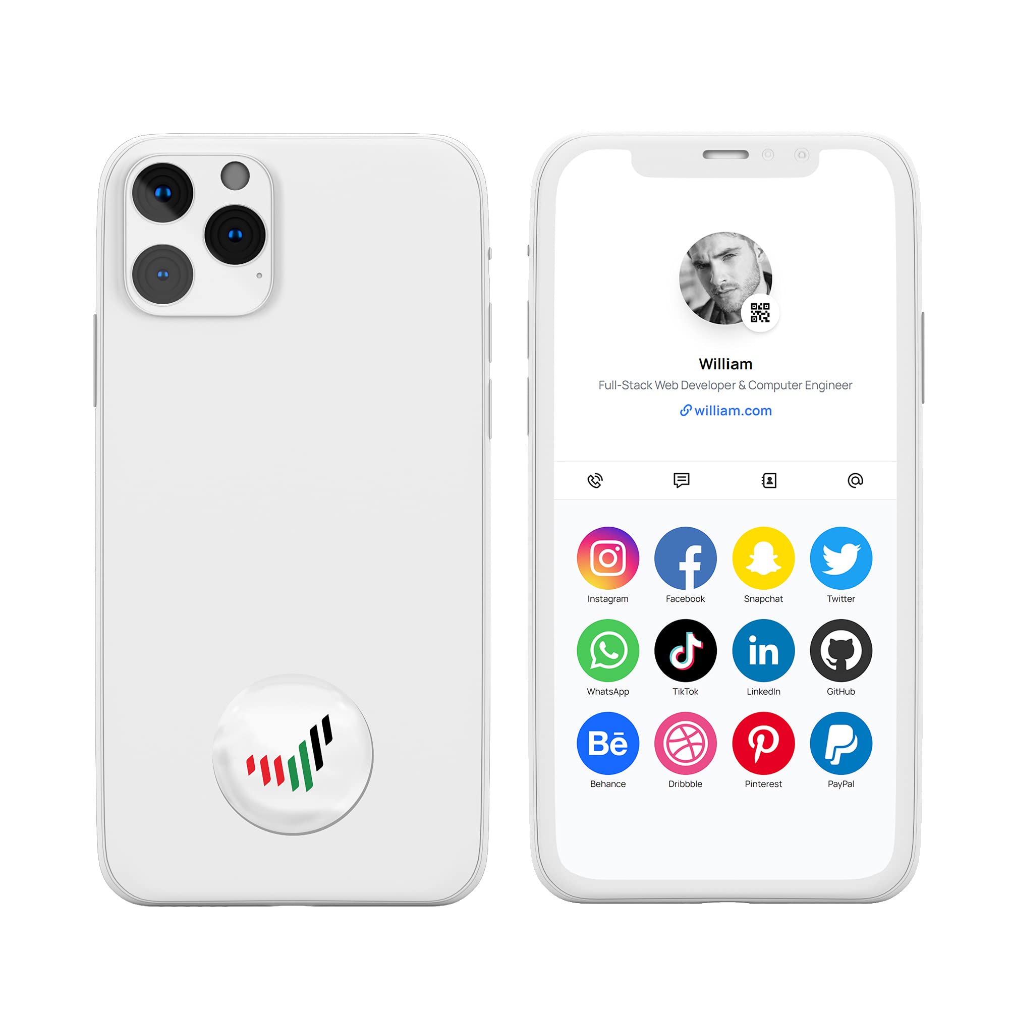 Qicky Digital Business Card and Phone Accessory That Instantly Shares Social Media, Contact Info, Music with 1-Single Tap