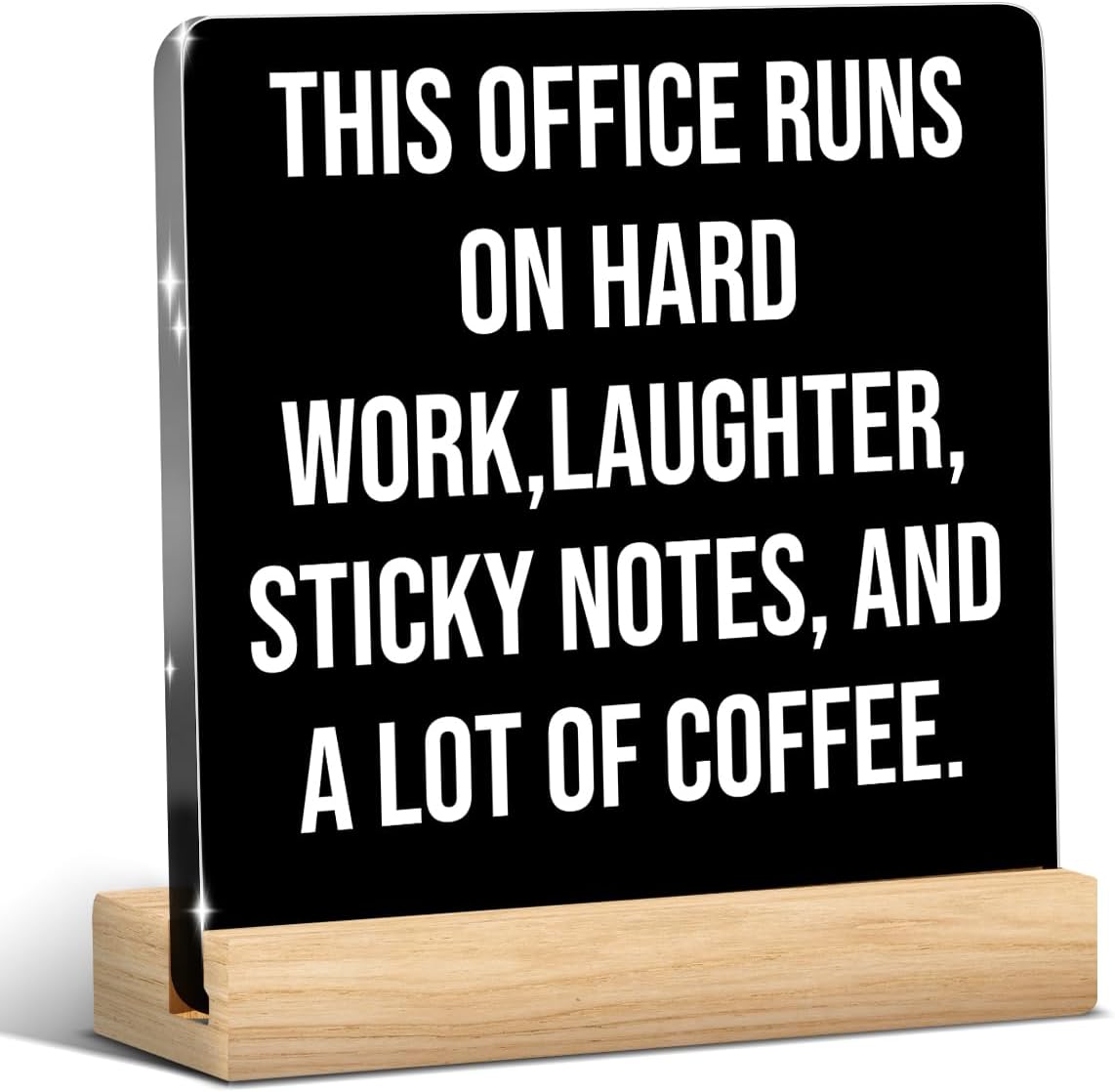 Funny Office Decor Funny Desk Decor Coworker Gifts Runs on Hard Work Acrylic Humor Gifts for Women Men Boss Coworker Home Office Decorations