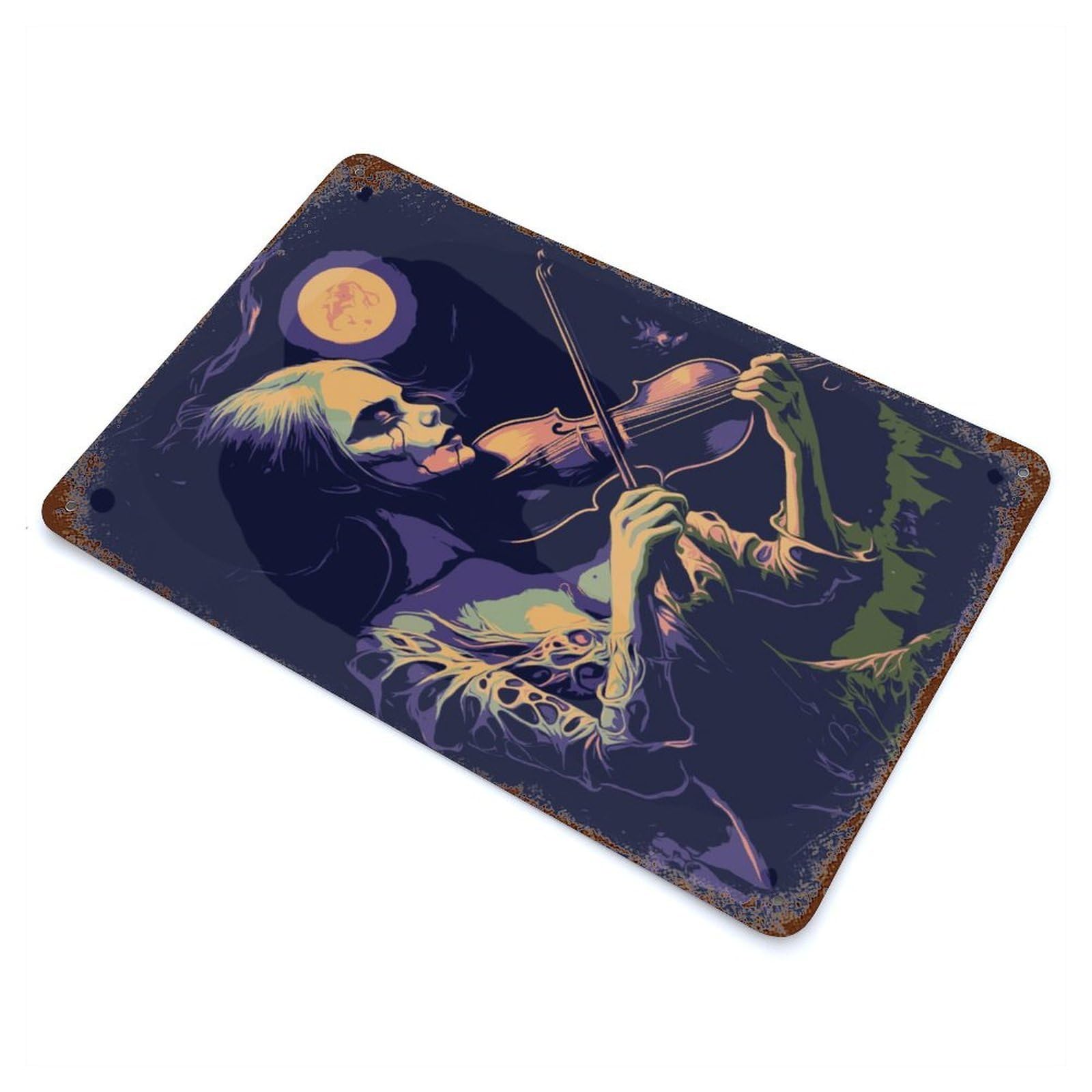 Violin Girl Rust Effect Tin Sign 11.8"x7.9", for Bistro, Counter And Cafe Decor, Shabby Chic Decor