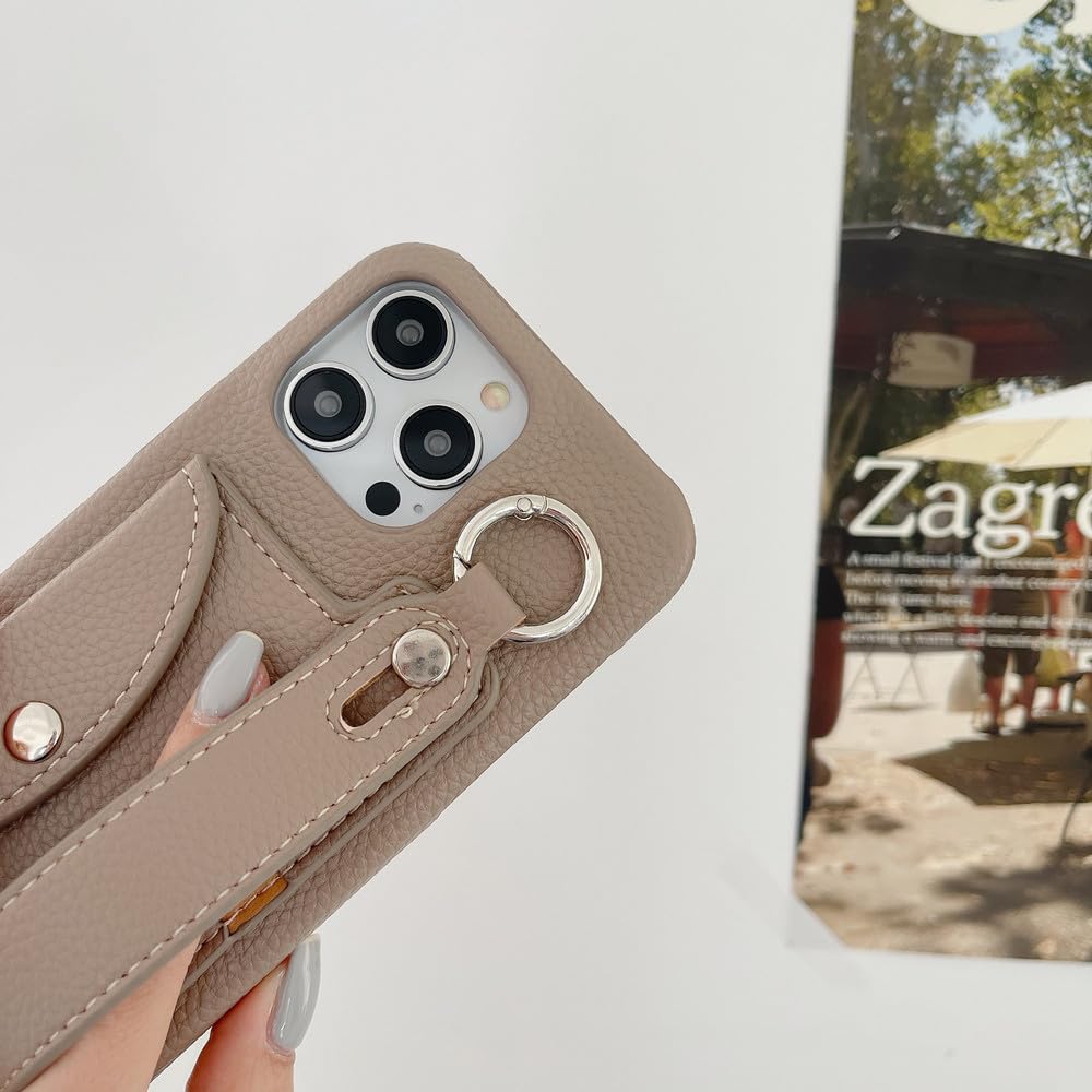 Pasek na nadgarstek, smycz na ramię, etui na iPhone'a 13 12 Mini 16 15 14 11 Pro XS Max X XR 7 8 Plus, etui na karty, portfel, skórzane etui, kolor nieba, do iPhone'a 13Pro Max