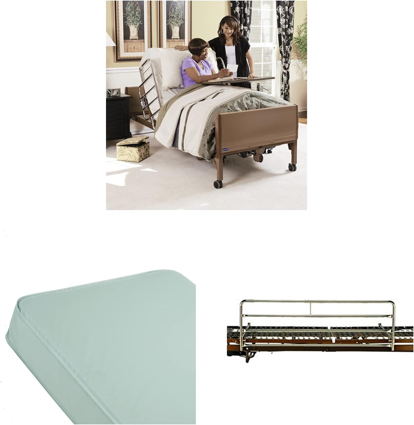 Invacare 5310IVC, 6629, 5185 Semi Electric Homecare Bed, Semi Electric Bed, 5310 IVC with Innerspring Mattress, 5185 and Full Length Rails, 6629