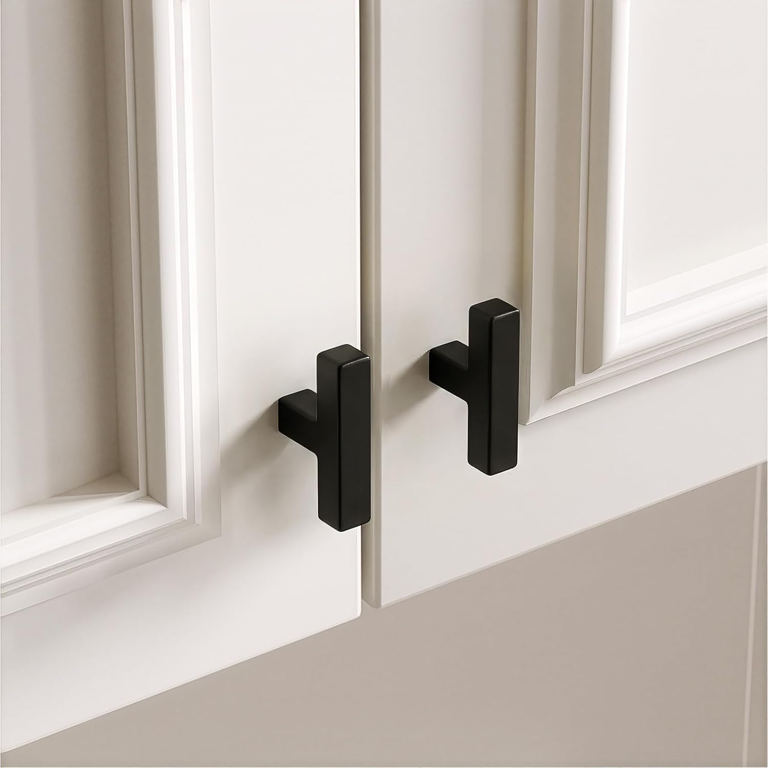 Goldenwarm 5 Pack Black Square T Bar Single Hole Knobs Cabinet Pull Drawer Handles Stainless Steel Modern Hardware for Kitchen and Bathroom Cabinets Cupboard Kitchen Cabinet Knobs