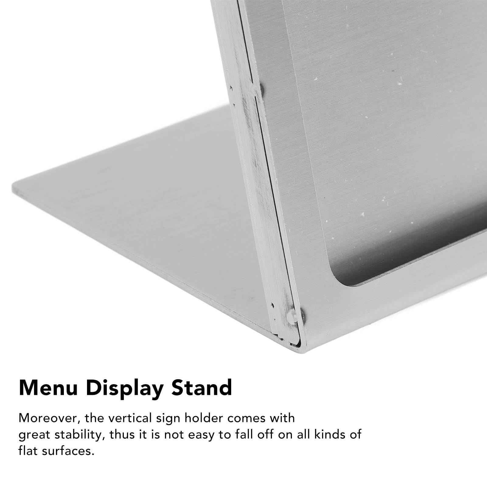 Soporte para letreros verticales, soporte de menú de mesa, soporte vertical para menús de acero inoxidable para restaurantes, hoteles y cafeterías, soporte de letreros de escritori
