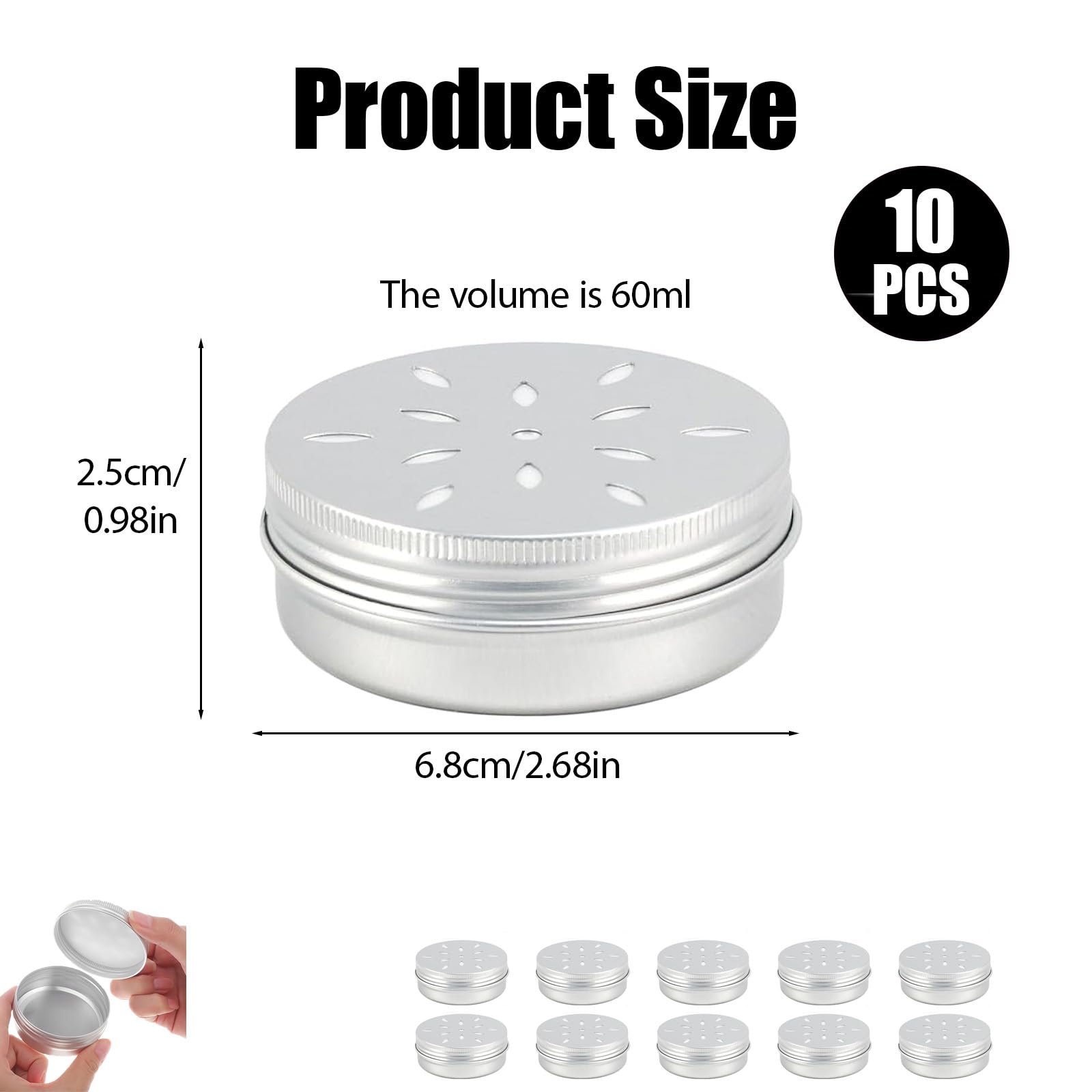 Lot de 10 récipients anti-odeurs de 60 ml pour chiens à renifler, réutilisables, en aluminium, pour le travail du nez, durables et simples