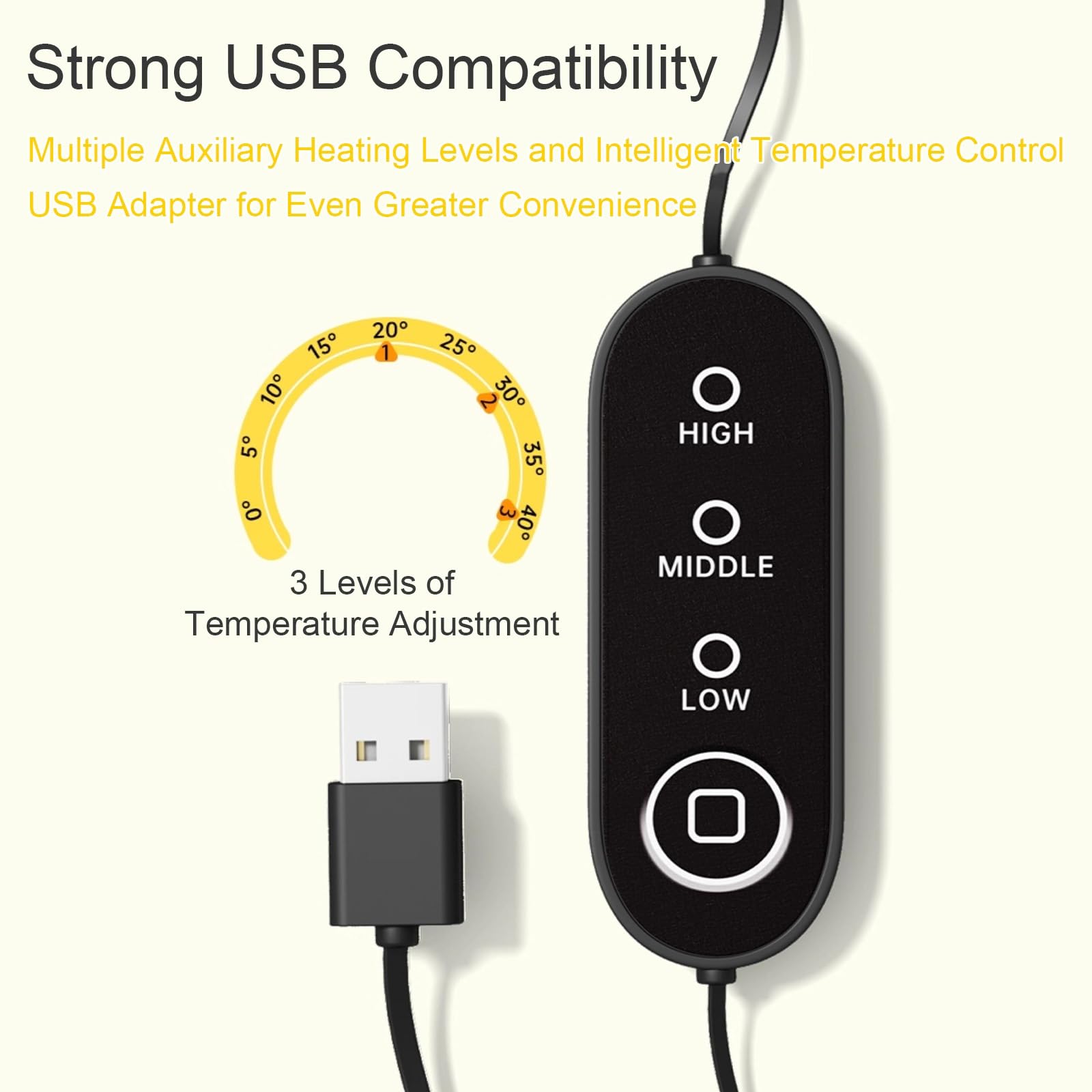 Scalda Sedia Ufficio, Coprisedile Riscaldato USB per Sedia con Braccioli e Supporto Lombare, Cuscino Termico Elettrico con 3 Livelli di Calore(Brown)