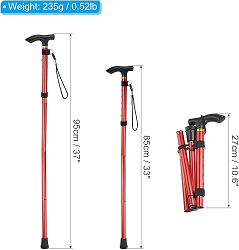 Miniatura 2 de PATIKIL Bastones de trekking, bastón plegable telescópico plegable de aleación de aluminio de bloqueo rápido para senderismo al aire libre caminar