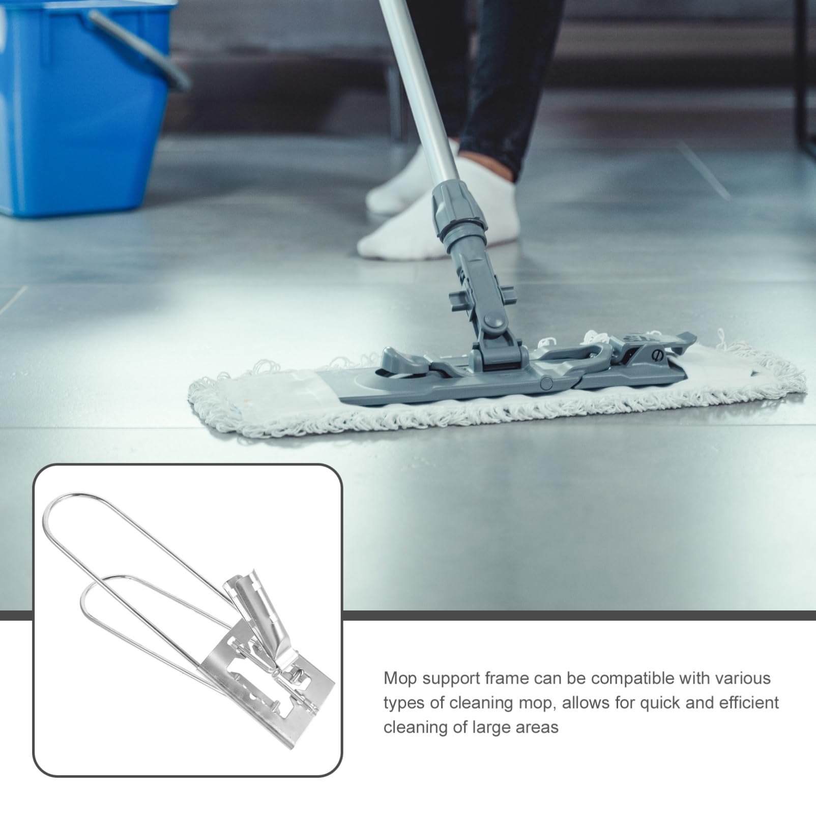 DOITOOL Marco de Trapeador y Soporte para Fregona de Piso Compatible de Acero Inoxidable Plegable Resistente y Duradero Recambio de Mopa de Polvo