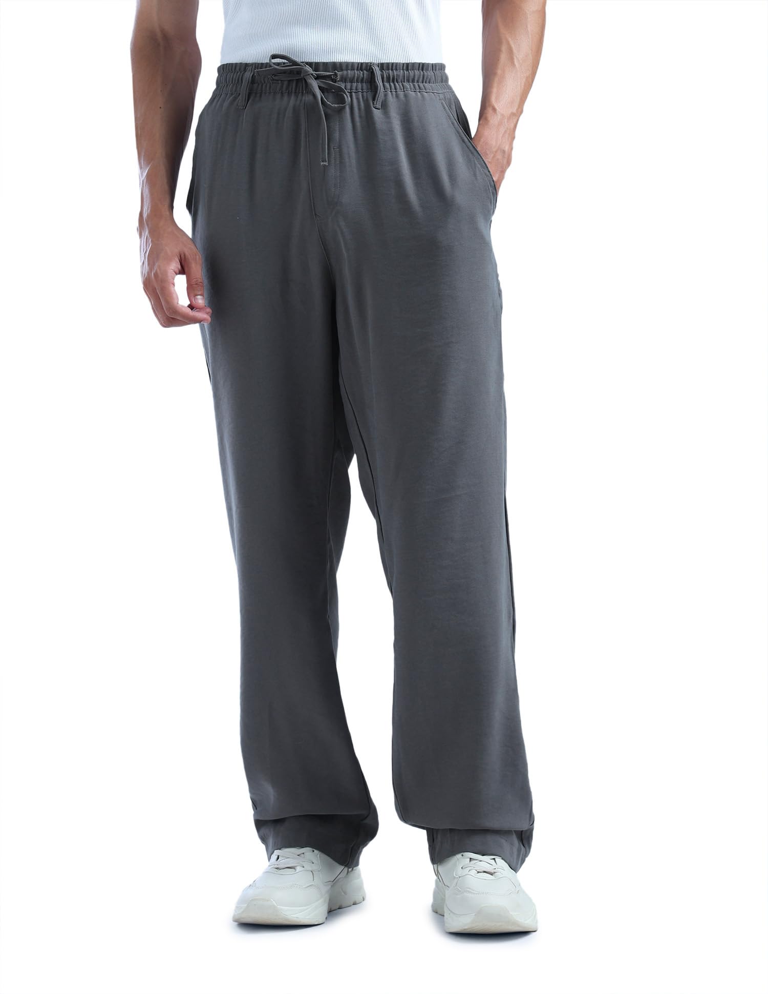 flying machine Men's Loose Fit Trousers| Solid | Mid Rise-picture-28