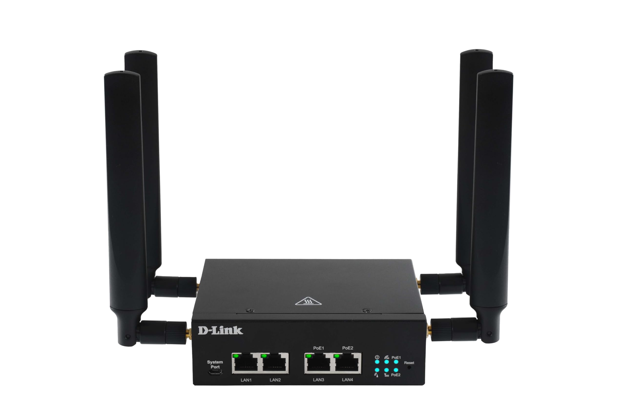 D-Link DWM-314-GP 5G M2M VPN PoE Router (Robuster Industrie 5G NR Router, Dual-SIM, IoT Gateway, Remote Monitoring, SA, NSA, 4G LTE Cat 19, 4 x Gbit/s Ports, OpenVPN/WireGuard Client, 48-57V DC)