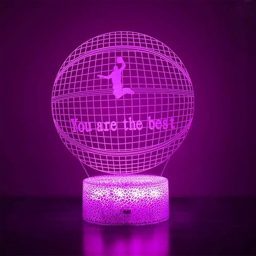 Miniatura 4 de Goodking Luces de noche 3D de baloncesto con control remoto y táctil inteligente, 7 colores + 16 colores cambiantes, lámpara de noche de cumpleaños,