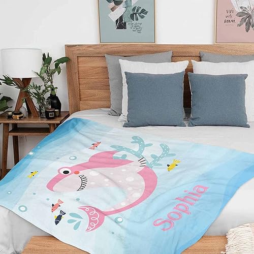Miniatura 148 de Artsadd Personalized Baby Blanket for Boys Girls with Name, Custom Baby Name Blanket with Unicorn Pattern Customized Name Receiving Swaddle Throw