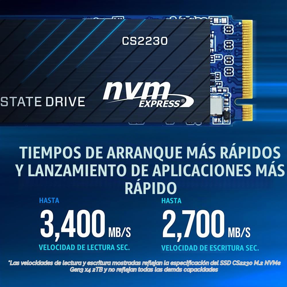 PNY CS2230 1TB SSD Interno M.2 NVMe Gen3, hasta 3300MB/s - M280CS2230-1TB-RB