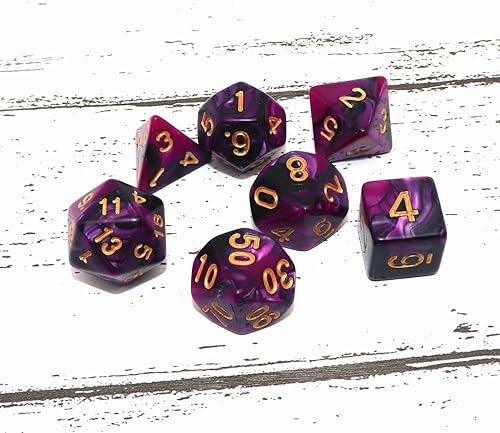 Miniatura 3 de Juego de 7 dados DND para Dungeon and Dragons MTG D&D D20 D12 D10 D8 D6 D4