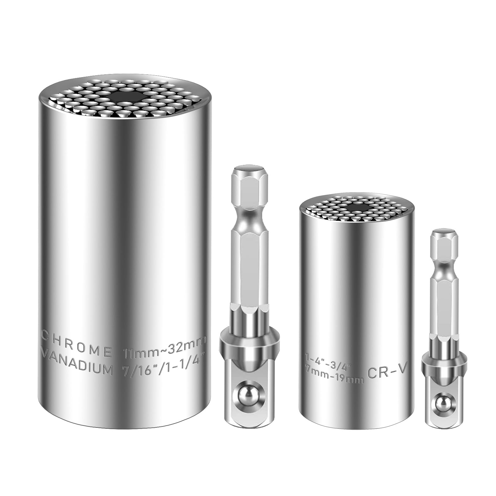 Spurtar Universal Socket Set(11-32mm 7-19mm) for Unscrew Any Bolt Multi-Function Universal Socket Tool with 3/8" 1/2" Power Drill Adapters Birthday Gift for Dad, Husband, Man, Handyman, Father Gadgets