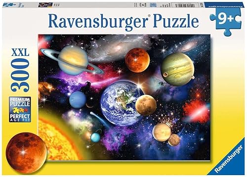 Ravensburger Solar System - Atractivo rompecabezas de 300 piezas para niños | Diseño único de piezas | Papel fino texturizado de lino | Superficie