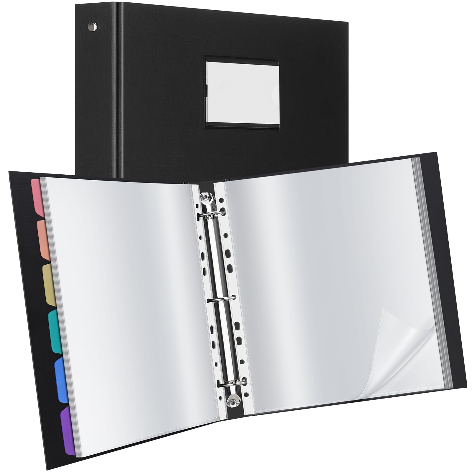 Uquelic Presentation Binder Folder, A4 Display Folder with 100 Punched Pockets, 6 Colorful PP Divider Pages