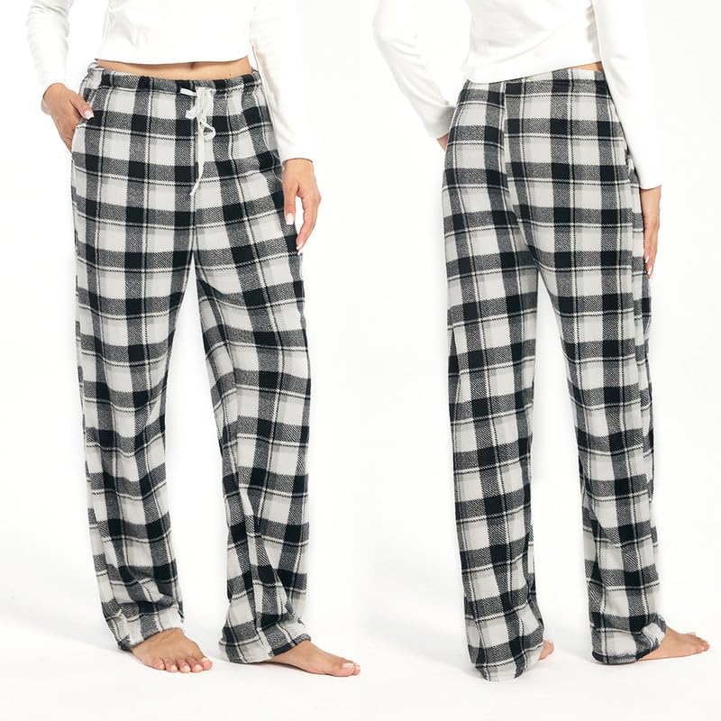 3-Pack Womens Flannel Pajama Pants – Soft Plaid PJ Bottoms with Pockets, Cozy Fleece Lounge Sleepwear Pants2