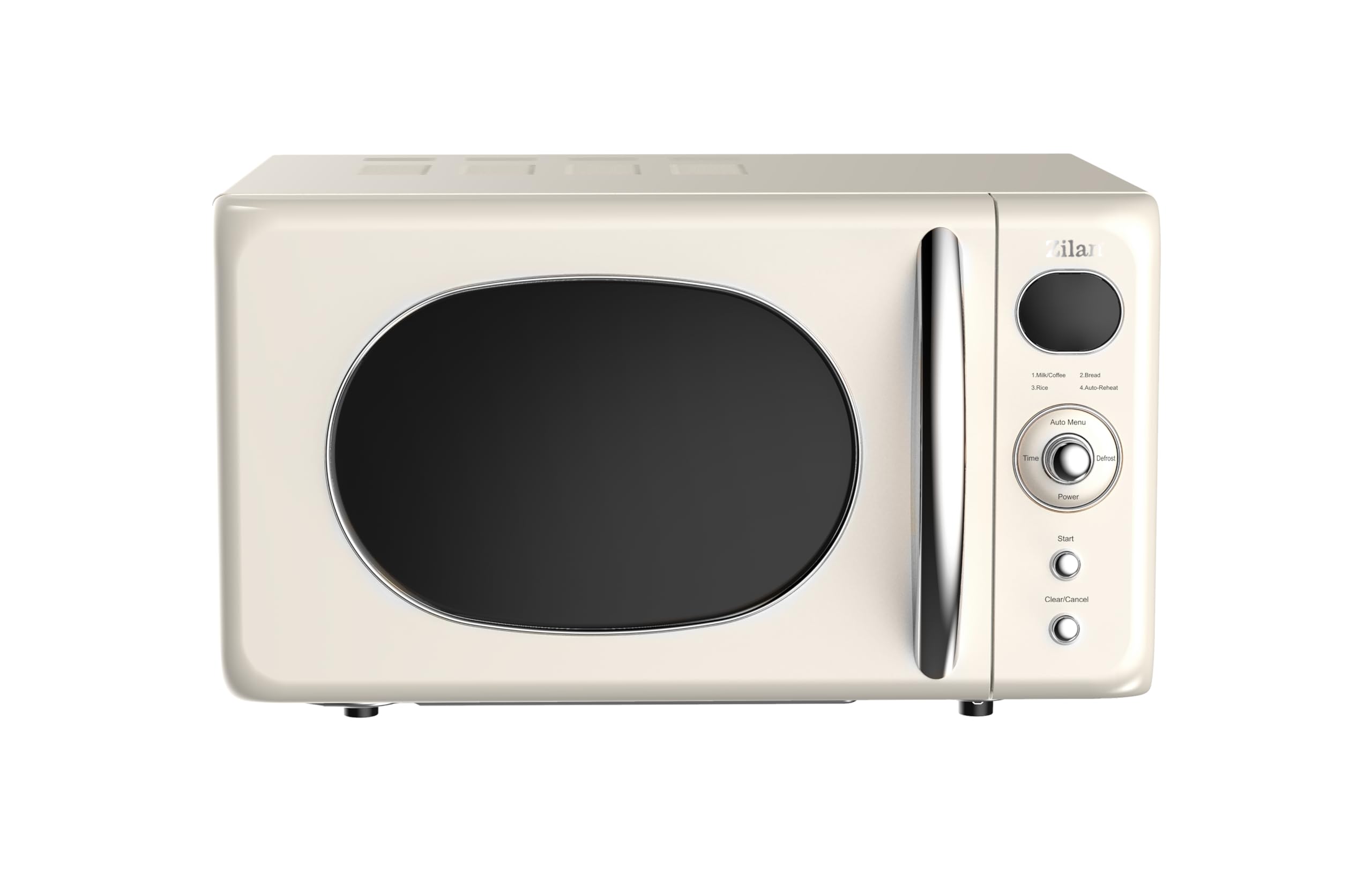 Microonde da 20 l, design retrò, vintage, 6 livelli, con funzione di scongelamento fino a 95 minuti, 4 programmi automatici, illuminazione interna, manico cromato Microwave