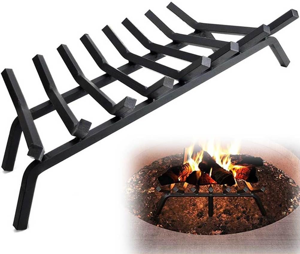 33" Fireplace Log Grate Heavy Duty Cast Iron Firewood Holder, V-Shape Fireplace Wood Burning Rack for Indoor Fireplace and Outdoor Fire Pit, Fireplace Accessories Log Holder