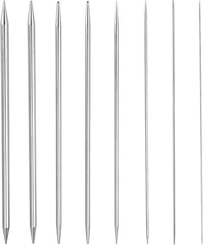 HARFINGTON Juego de 35 agujas de tejer de 2 a 0.197 in, 7.87 pulgadas de longitud, agujas de suéter de doble punta de acero inoxidable para