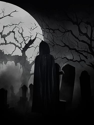 Miniatura 7 de Disfraz de la parca de Halloween para niños y adultos, capa negra con capucha, máscara de calavera y guadaña, guantes de esqueleto