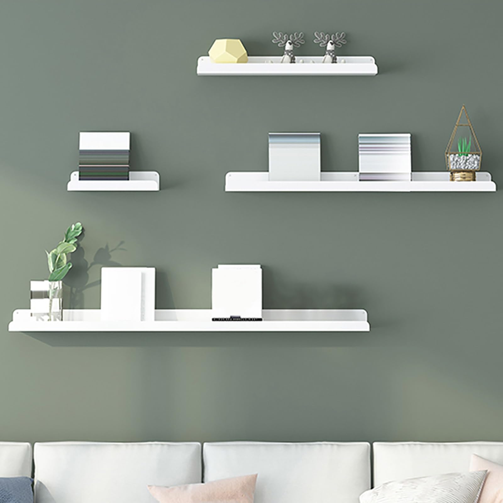 Estante de pared de metal negro para montaje en pared, estantes flotantes en blanco | plateado | D perfecto para decoración de dormitorio, cocina, baño, sala de estar (90 x 12 cm)