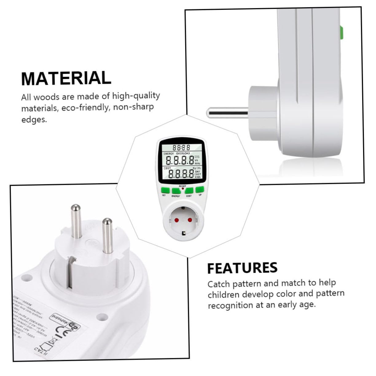 Misuratore Consumo Energetico con Display Lcd e Protezione Sovraccarico Contatore Energia Casa