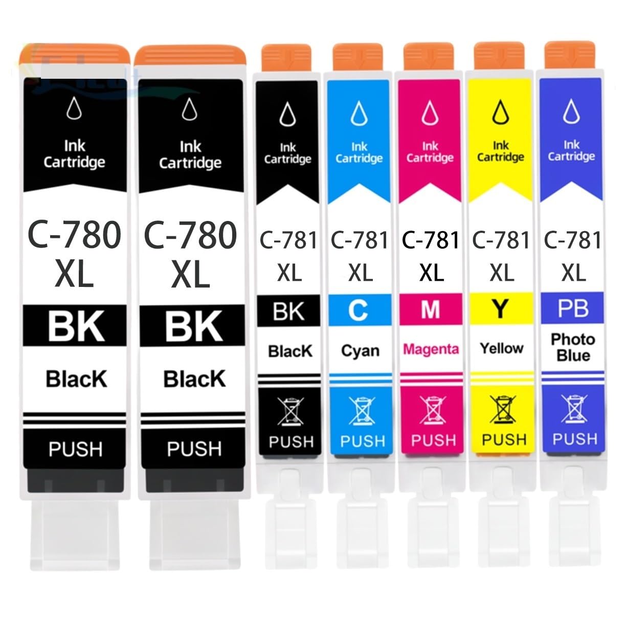 PGI-780 CLI-781 PGI780 CLI781 wkład atramentowy 780XL 781XL kompatybilny z TS707 TR8570 TS8170 TS8270 TS9170 tusz do drukarki(1SET 2PGBK BK CMY PB)