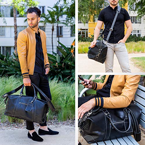 Viosi Genuine Leather Travel Duffel Bag | Oversized Weekend Luggage | Buffalo Leather Duffle Bag For Men / Women | Sports Gym Overnight Carry-On Bag | Great Gift Idea #TOP1