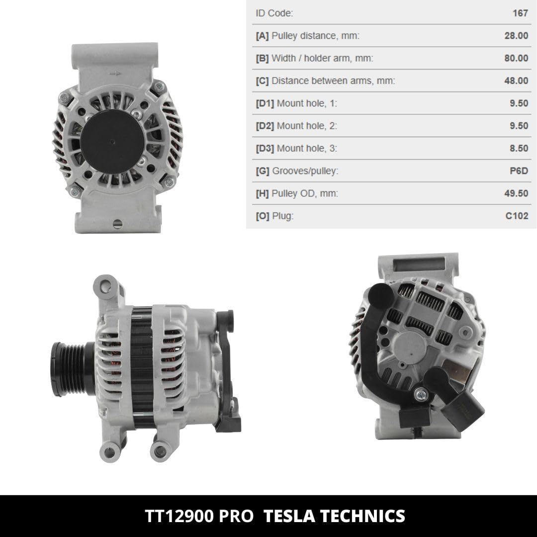 TESLA TECHNICS TT11231 PRO Alternateur 12V 90A – Compatible Citroën, Peugeot, Lancia, Toyota – Qualité Européenne Reconditionné Garanti