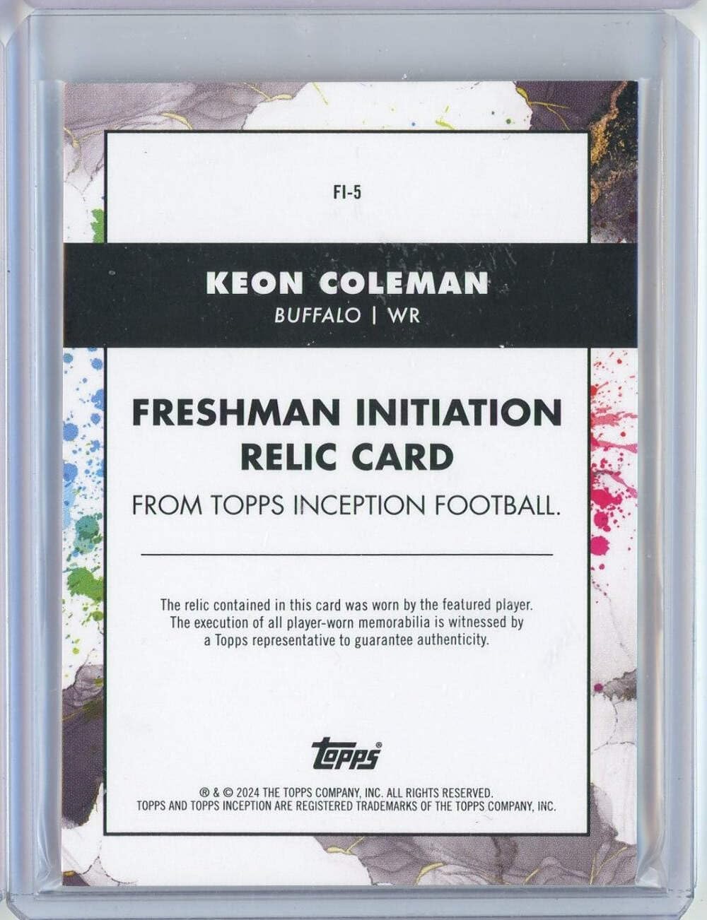 2024 Topps Inception Freshman Initiation Keon Coleman #FI-5#/50 4 Color Patch Relic Rookie RC Football Card