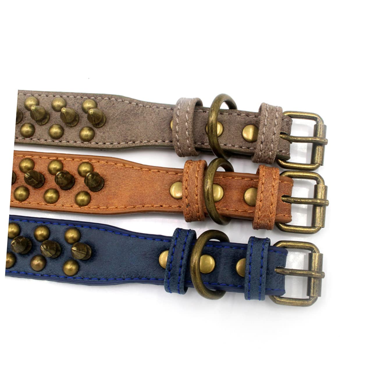 SUPVOX 3piezas Collar De Perro De Rivetes y Tachuelas Diseño Estiloso para Mascotas Color Marrón para Paseos y Actividades Al Aire