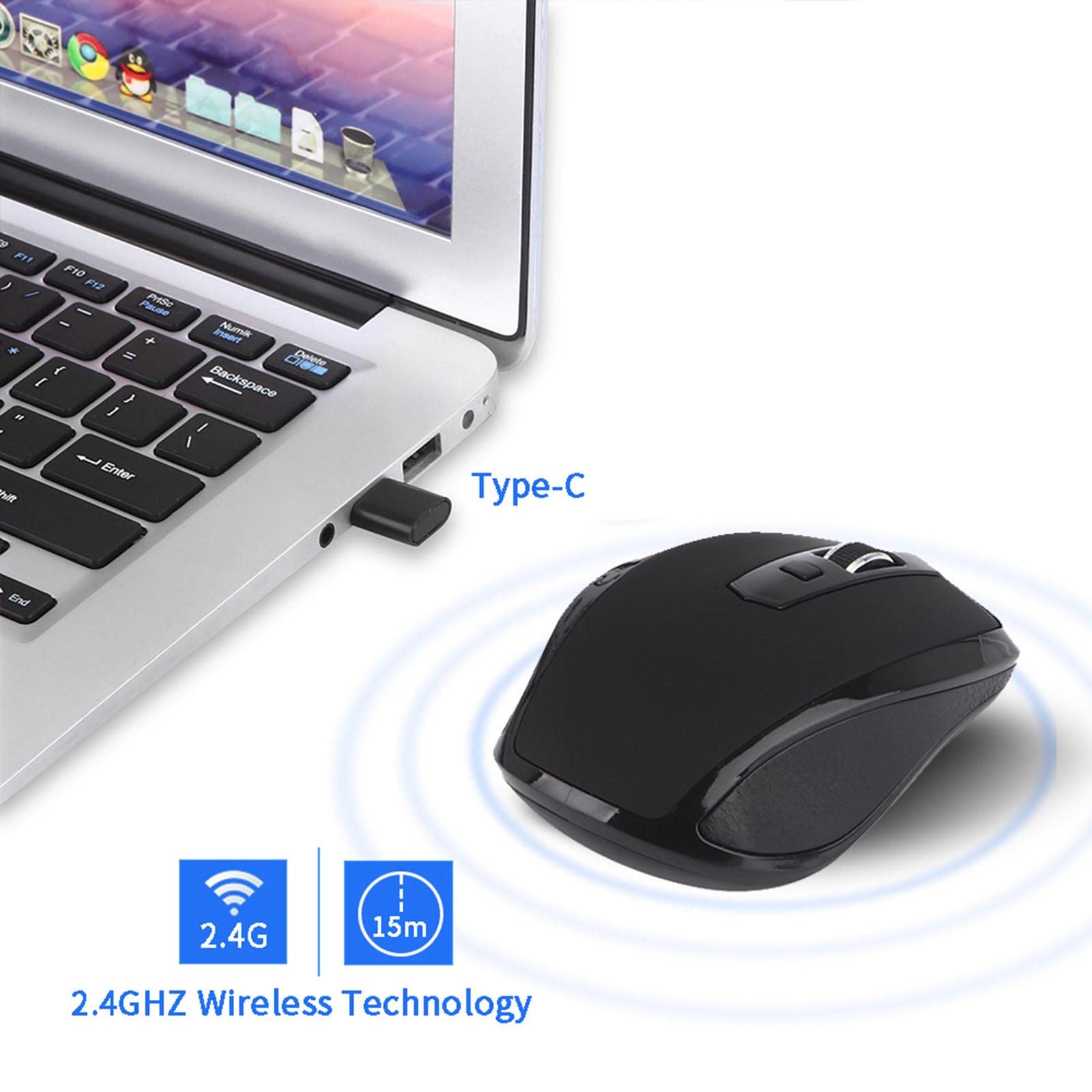 Mysz Mysz bezprzewodowa Mysz komputerowa do laptopa USB do gier z możliwością ładowania Ergonomiczna mysz Urządzenie wskazujące Ergonomia Czterokierunkowe kółko przewijania 2,4G Fotoelektryczny akumul