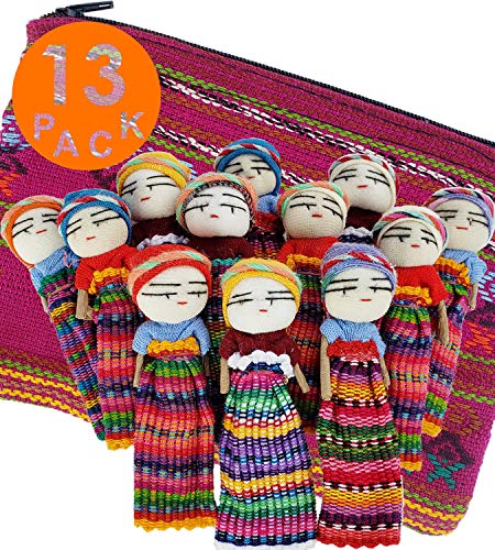 12 Super Cute Worry Dolls Â + 1 Free Guatemala Fabric Bag -Â Handmade Worry Doll for Our Guatemala Worry Dolls Set - Worry Dolls Guatemala - Guatemalan - Guatamalen (12 Worry Dolls in 1 Bag)