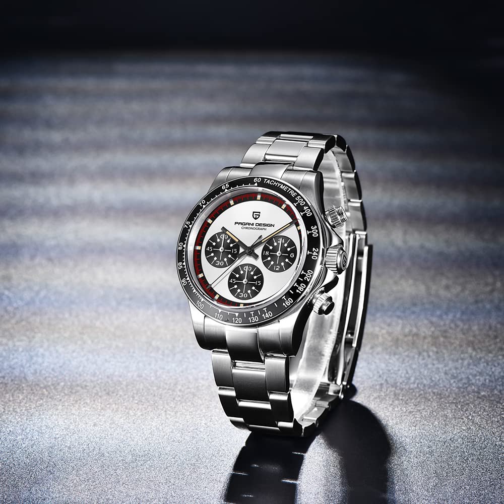 Pagani Design Orologio al quarzo da uomo cronografo multifunzionale 40MM acciaio inox Zaffiro sintetico 100M impermeabile cinturino in pelle Orologi sportivo di lusso